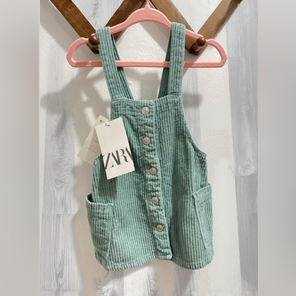 Zara Kids Mint Green Corduroy Overalls